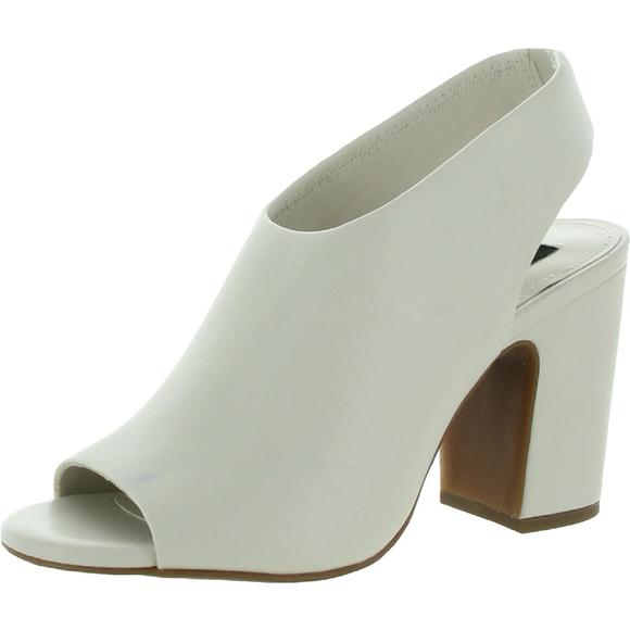 Dkny Shoes Dkny Womens Hinnli White Peep Toe Slip On Block Heel